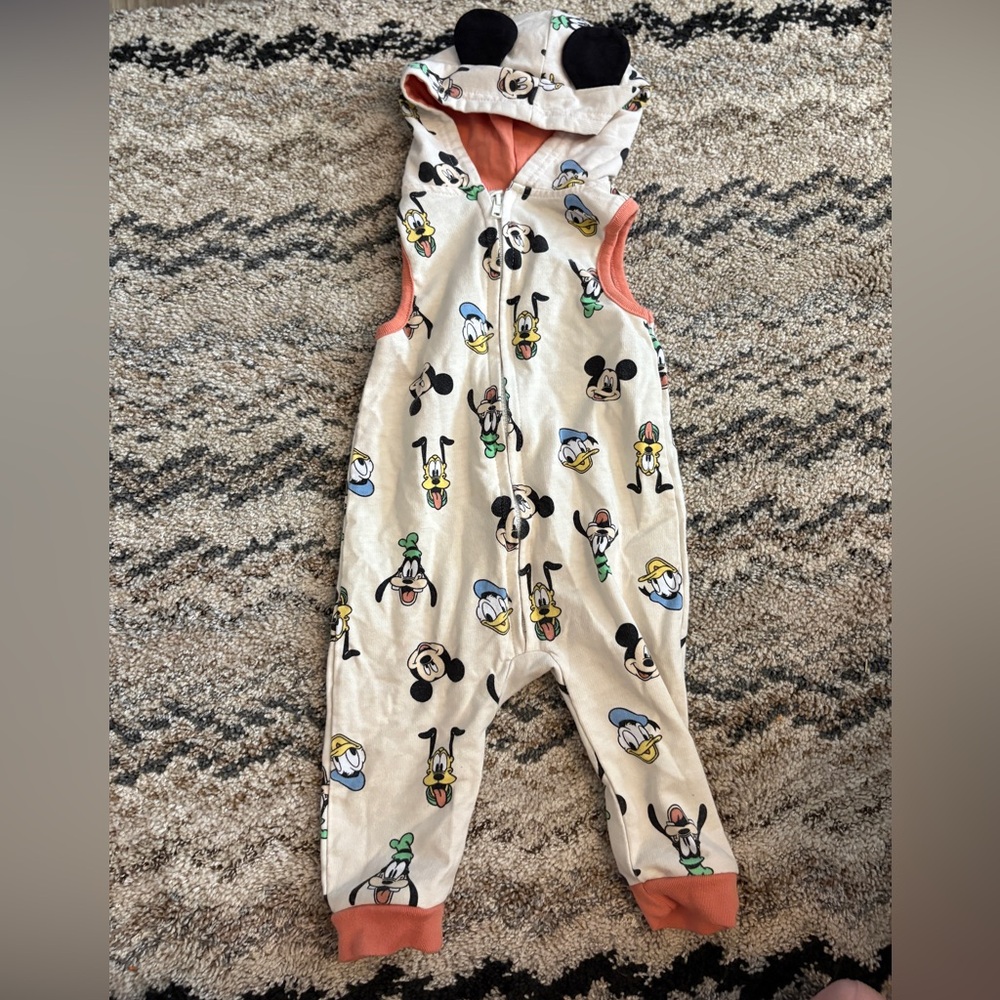 Disney Baby Mickey Mouse Sleeveless Zip Up Romper